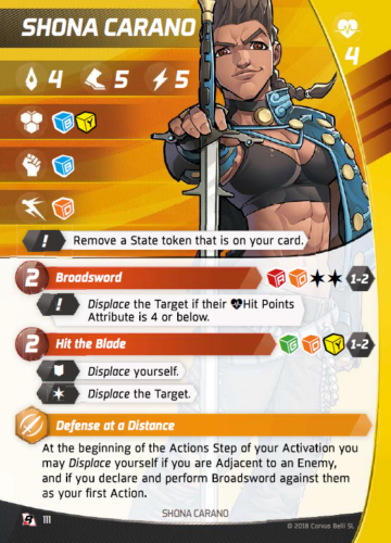 Aristeia! - Shona Carano - Charakterkarte AGL5