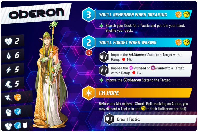 HexaDome Legends - Oberon - Charakterkarte (Fan-Update)